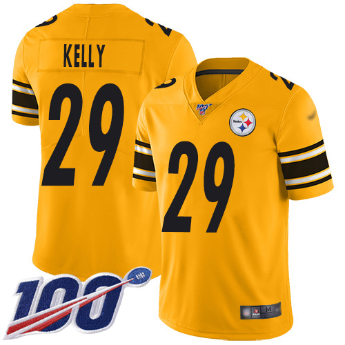 Men Pittsburgh Steelers Football #29 Limited Gold Kam Kelly 100th Season Inverted Legend Nike NFL Jersey